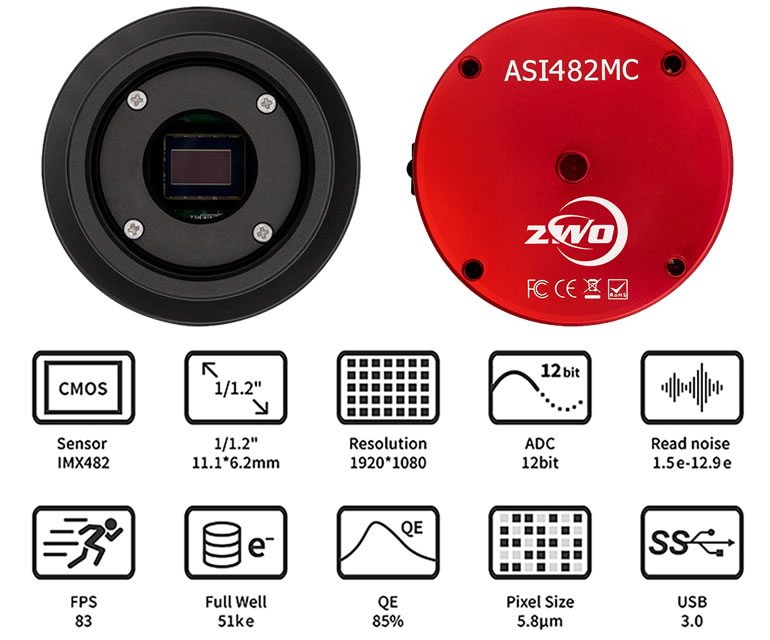 ZWO ASI120MC-S 1.2メガピクセル USB3.0 カラー天文学カメラ 天体写真用 - 4