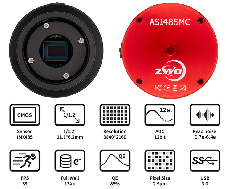 ZWO ASI385MC 2.12 MP CMOS Color Astronomy Camera with USB