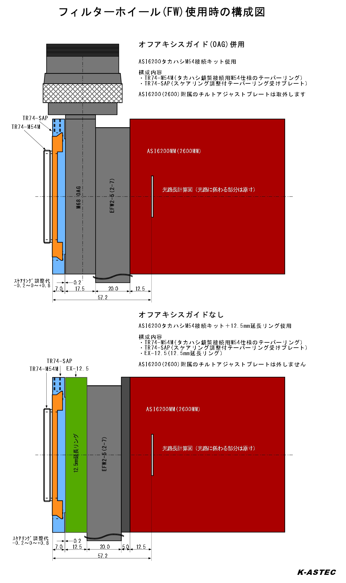 K-ASTEC　TR74-ASI6200　ASI 6200MM用テーパーリング接続キット(タカハシM54接続)