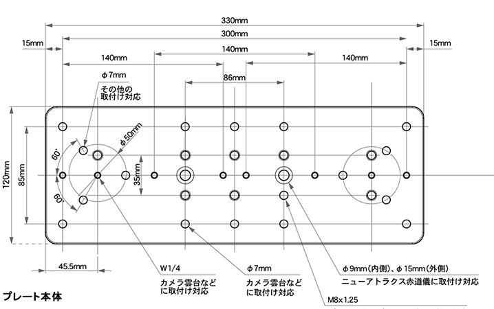 取付け穴の配置図